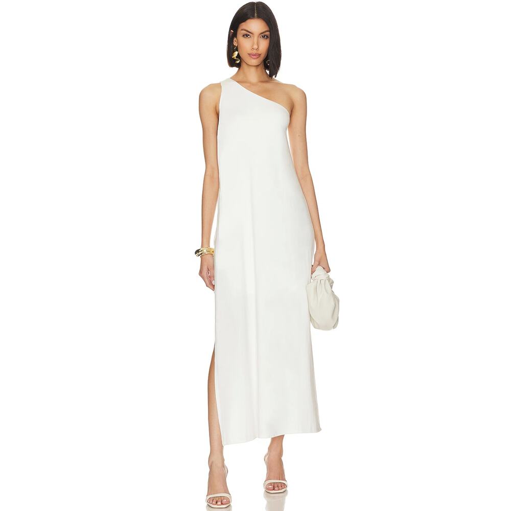 krisa Layered One Shoulder Dress in Cream
